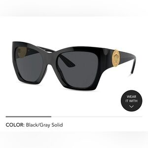Authentic Versace Women's Sunglasses in Black with Gold Medallion